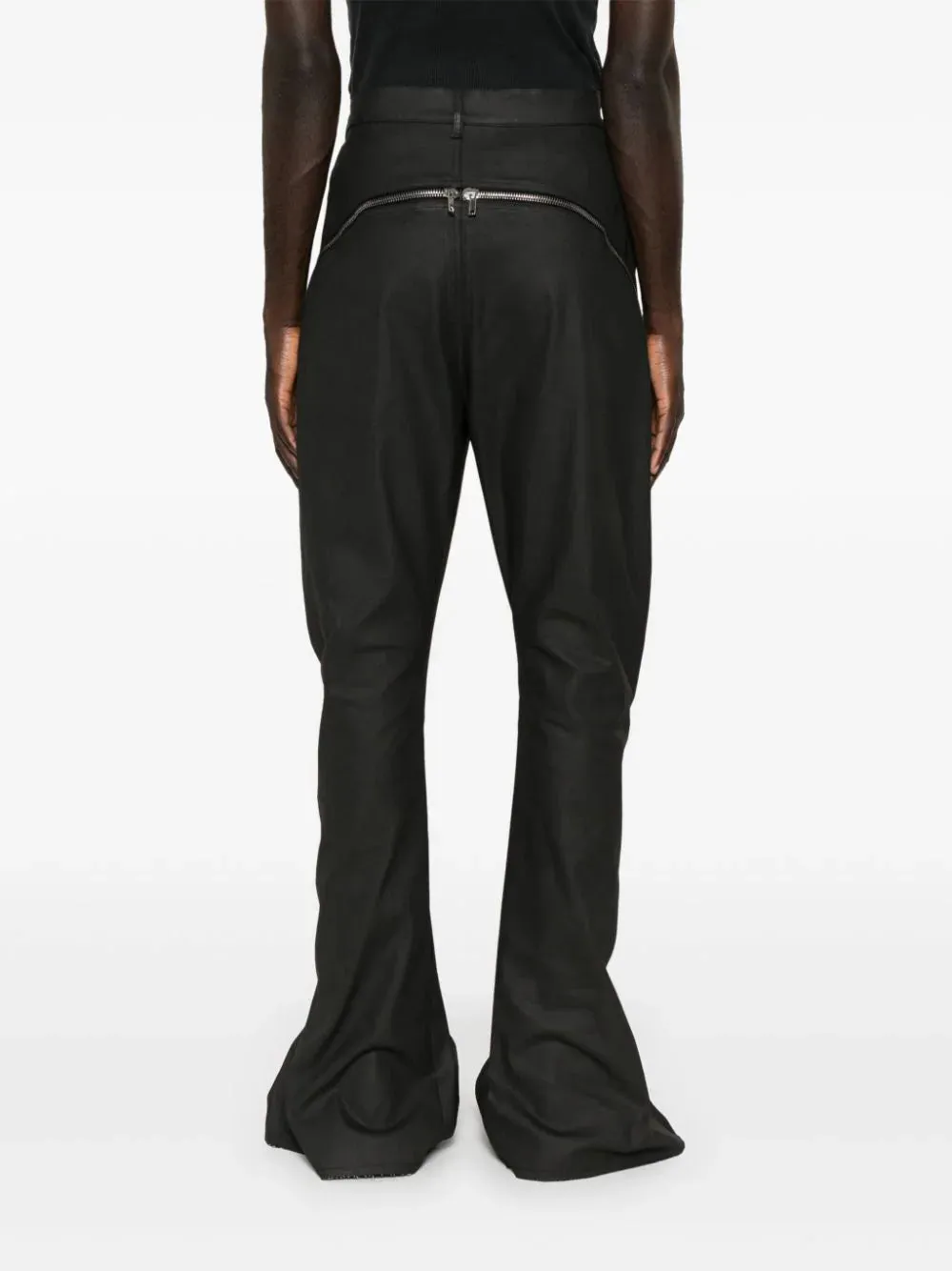 Zip-Detailed Coated Straight Trousers