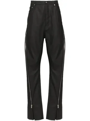 Zip-Detailed Coated Straight Trousers cheap bottoms online shop